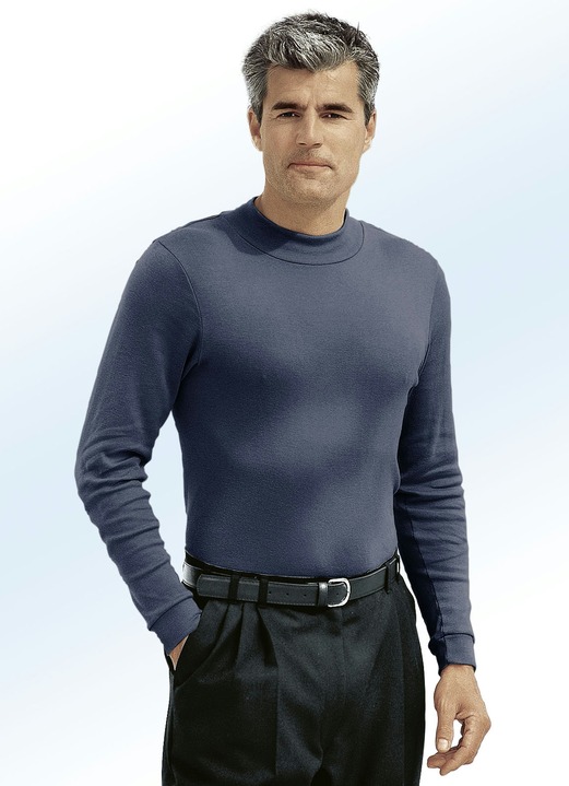Hemden, Pullover & Shirts - Tragangenehmes Shirt in 10 Farben, in Größe 046 bis 062, in Farbe MARINE Ansicht 1