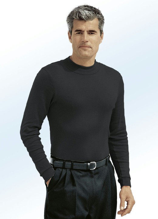 Hemden, Pullover & Shirts - Tragangenehmes Shirt in 10 Farben, in Größe 046 bis 062, in Farbe SCHWARZ Ansicht 1