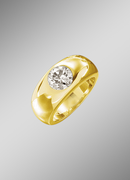 mit Diamanten - Schwerer Herrenring aus massivem Gold, in Größe 180 bis 240, in Farbe