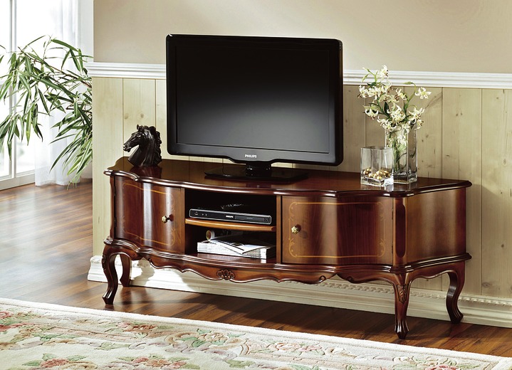 Hifi- &  TV-Möbel - TV-Longboard mit dekorativen Schnitzerei-Verzierungen, in Farbe NUSSBAUM Ansicht 1