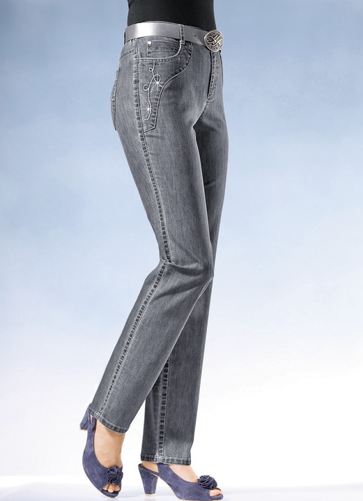 Hosen - Jeans mit weiterem Bundumfang, in Größe 018 bis 092, in Farbe MITTELGRAU Ansicht 1