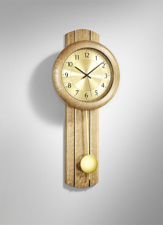 Uhren - Wanduhr aus massivem Holz mit Funkuhrwerk, in Farbe EICHE Ansicht 1