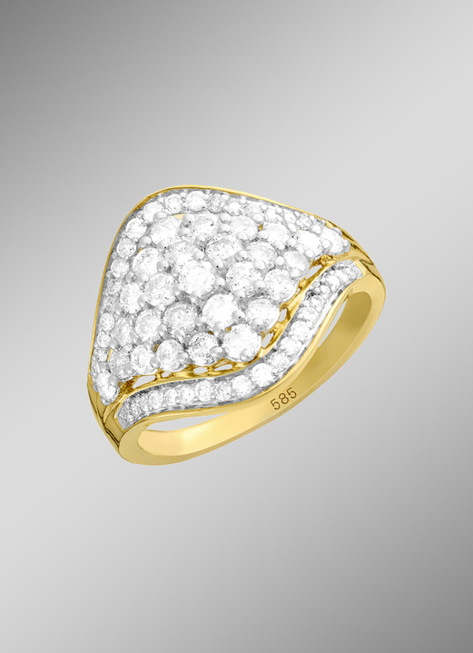 mit Diamanten - Stark ausgefasster Damenring mit Brillanten, in Größe 160 bis 220, in Farbe