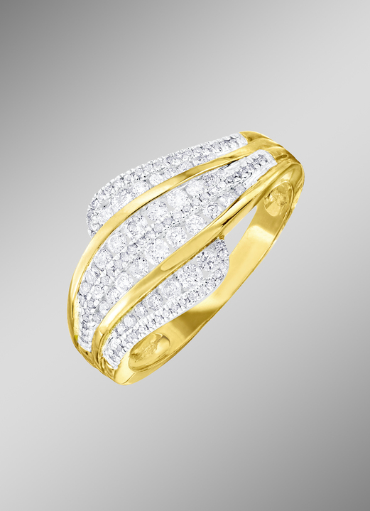 mit Diamanten - Mehrreihig gefasster Damenring, in Größe 160 bis 220, in Farbe  Ansicht 1
