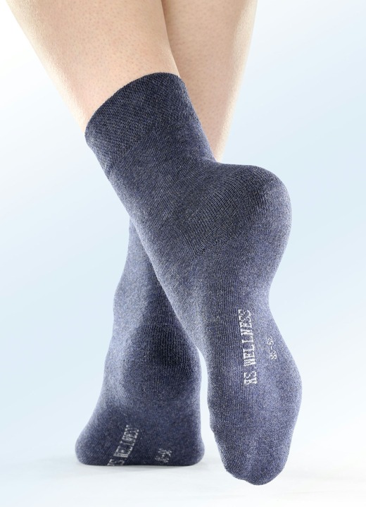 Strümpfe - Sechserpack Socken mit weicher Innensohle, in Größe 1 (Schuhgr. 35-38) bis 3 (Schuhgr. 43-46), in Farbe 2X BLAUTÖNE, 2X GRAUTÖNE, 2X SCHWARZ Ansicht 1