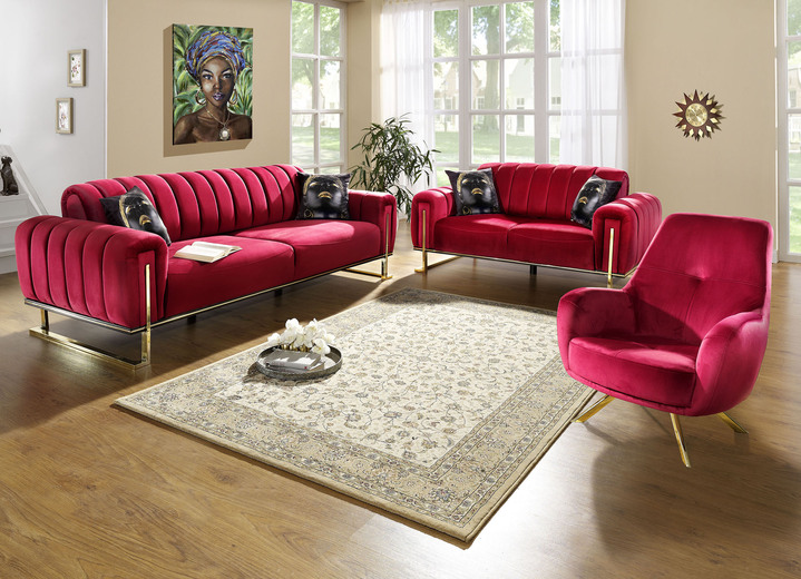Wohnen mit Stil - Frei im Raum aufstellbare Polstermöbel mit stabilem Metallgestell, in Farbe BORDEAUX, in Ausführung Sessel Ansicht 1