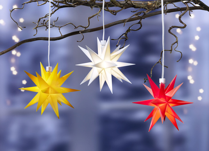 Weihnachtliche Dekorationen - Beleuchteter Stern, batteriebetrieben, mit Timerfunktion, in Farbe GELB