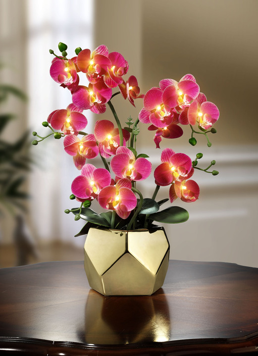 Gehäkelte Lilien-Orchideen-Topfpflanze-LED-Lampe