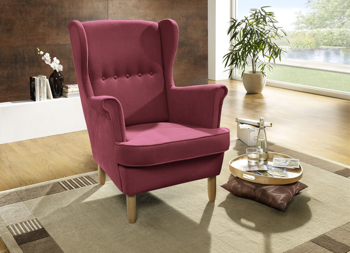 Polstermöbel - Sessel mit Holzfüßen, in Farbe ROT Ansicht 1