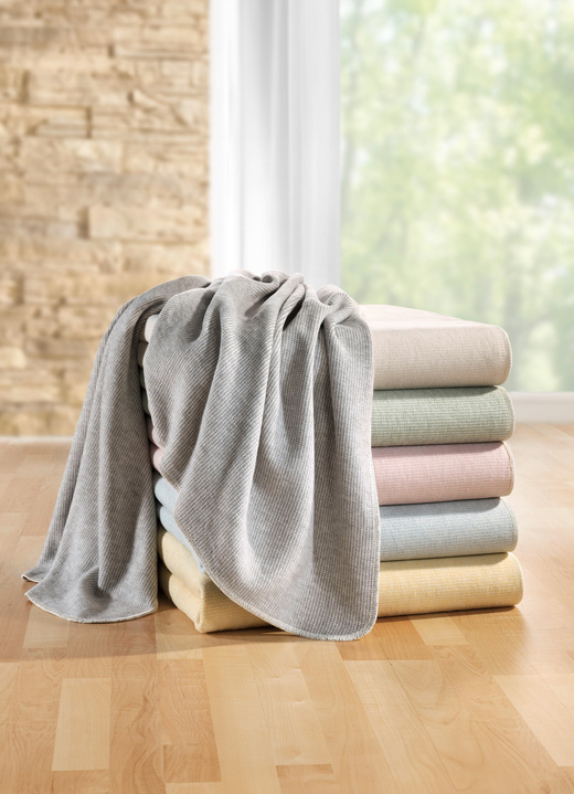 Decken - Komfortable Wohndecke aus Baumwolle, in Farbe BLAU Ansicht 1