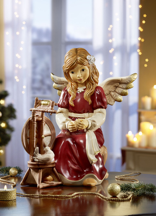 Goebel-Figuren - Goebel Engel mit Spinnrad von Hand gefertigt und bemalt, in Farbe BORDEAUX