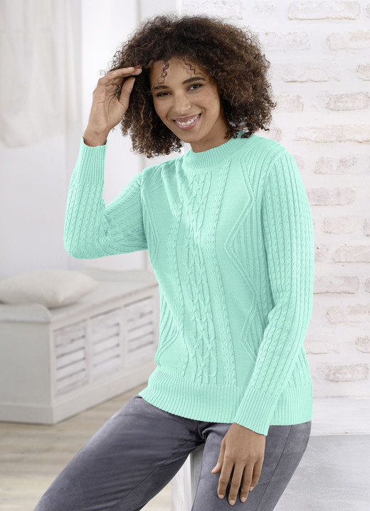 Pullover - Pullover mit Schurwolle, in Größe 038 bis 054, in Farbe MINT Ansicht 1