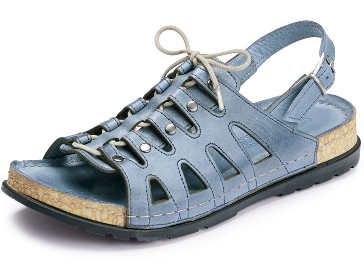 Komfortschuhe - Gemini Sandale mit elastischer Zierschnürung, in Größe 036 bis 042, in Farbe JEANS Ansicht 1