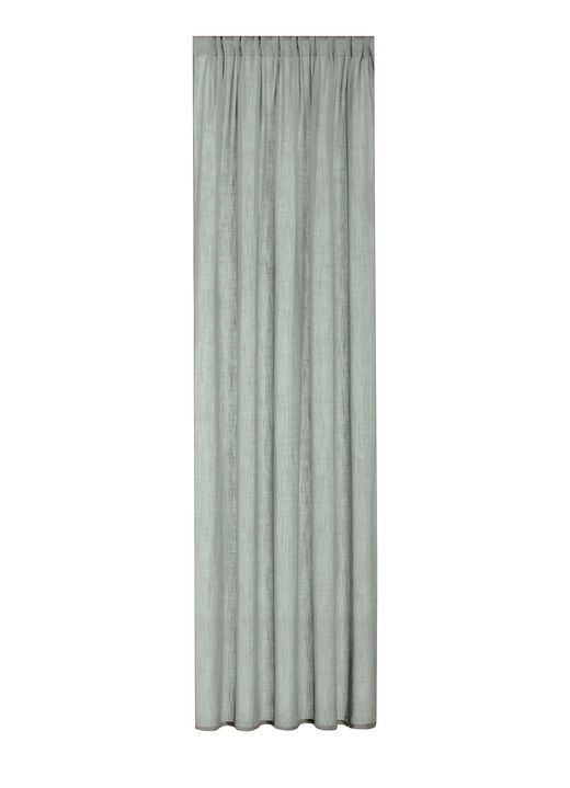Klassisch - Halbtransparente Übergardine in Leinenoptik, in Größe 160 (H160xB140 cm) bis 456 (H245xB140 cm), in Farbe GRÜN, in Ausführung Mit Metallösen Ansicht 1