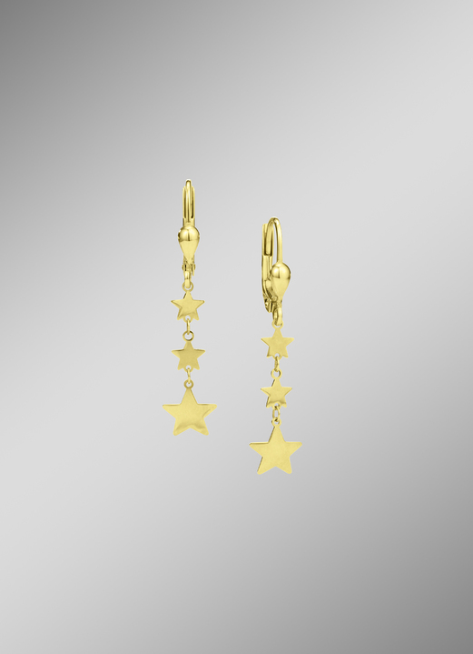 ohne Steine / mit Zirkonia - Wundervolle Sternen-Ohrringe aus Gold 585/- fein, in Farbe  Ansicht 1
