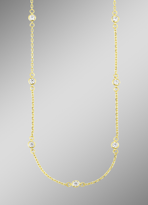 ohne Steine / mit Zirkonia - Schicke Anker-Halskette aus Gold 585/- fein mit synth. Zirkonia, in Farbe  Ansicht 1
