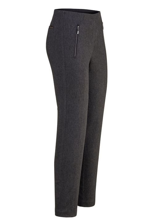 Hosen - Hose mit Reißverschluss-Taschen, in Größe 018 bis 052, in Farbe ANTHRAZIT MELIERT Ansicht 1