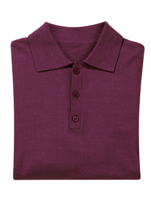 Hemden, Pullover & Shirts - Polopullover mit kurzer Knopfleiste in 4 Farben, in Größe L(52/54) bis XXL(60/62), in Farbe BORDEAUX Ansicht 1