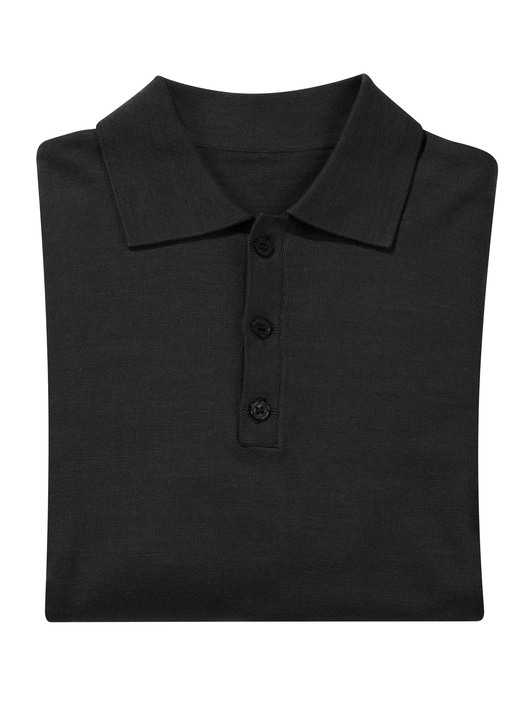 Hemden, Pullover & Shirts - Polopullover mit kurzer Knopfleiste in 4 Farben, in Größe L(52/54) bis XXL(60/62), in Farbe SCHWARZ Ansicht 1