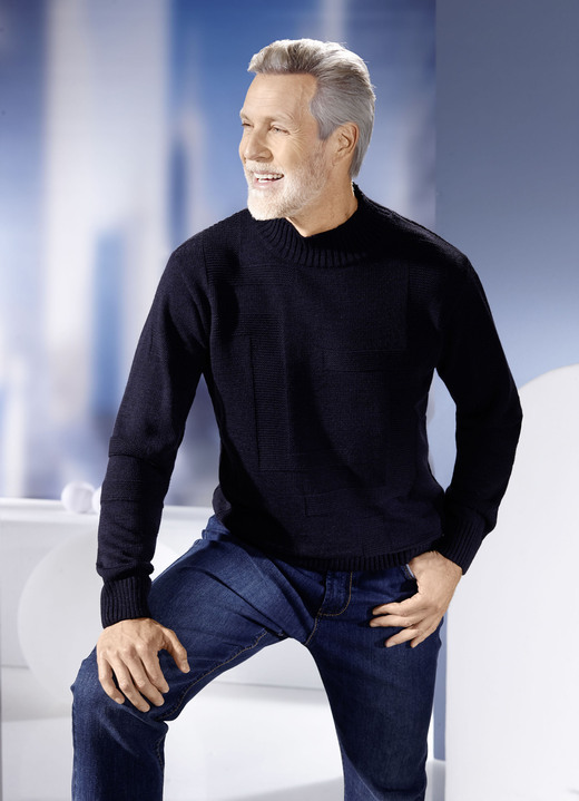 Hemden, Pullover & Shirts - Pullover mit Strukturdessin in 3 Farben, in Größe 046 bis 062, in Farbe MARINE Ansicht 1