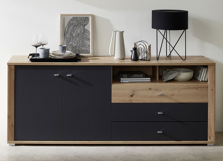 Sideboards & Kommoden - Sideboard mit LED-Beleuchtung und Softclose, in Farbe GRAFIT-EICHE