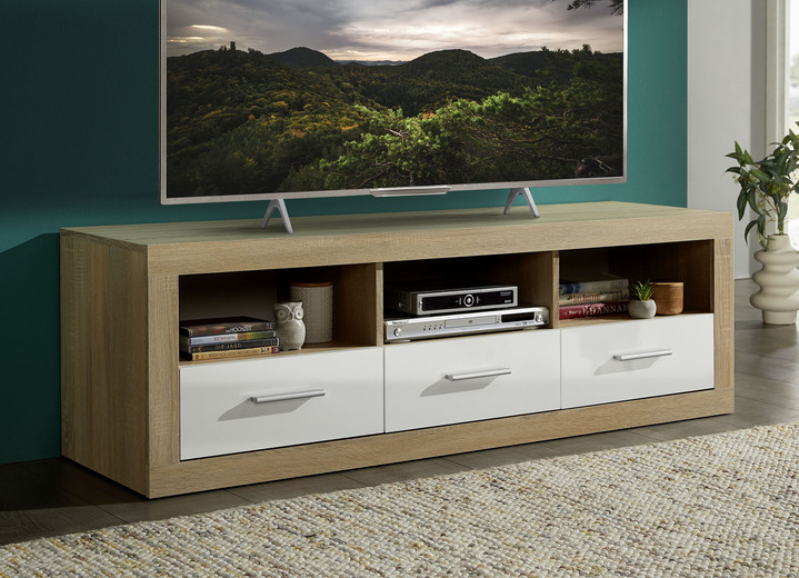 Hifi- &  TV-Möbel - TV-Longboard mit pflegeleichten Oberflächen, in Farbe EICHE SONOMA-WEISS