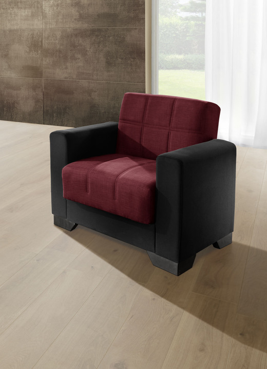 Funktions-Polstermöbel - Moderne Polstermöbel , in Farbe SCHW.-BORDEAUX, in Ausführung Sessel Ansicht 1