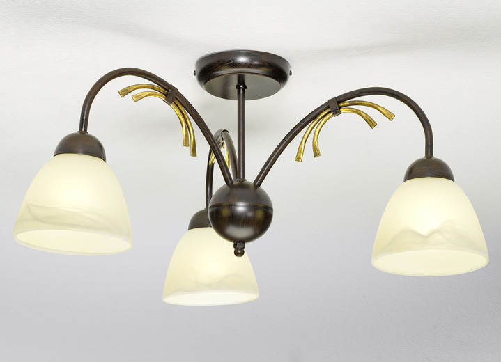 Lampen & Leuchten - Deckenleuchte mit Gestell aus Eisen, in Farbe SCHWARZ-ROST-GOLD, in Ausführung 3-flammig Ansicht 1