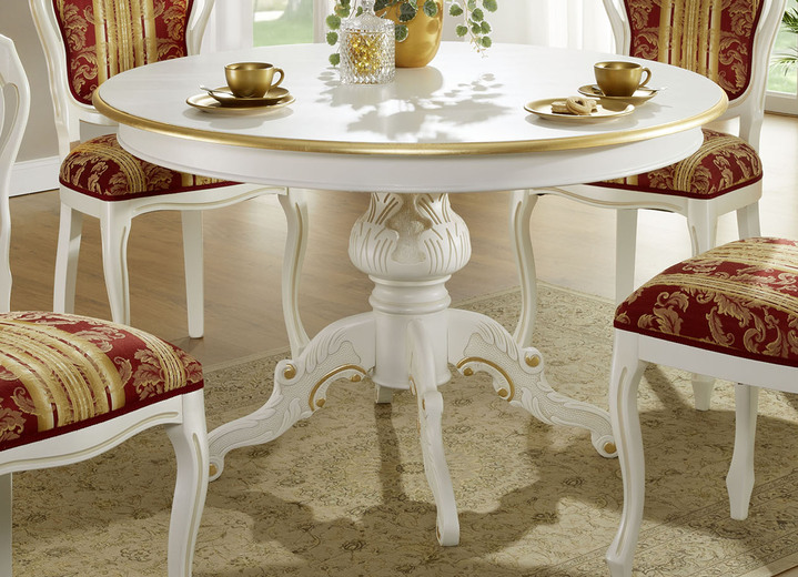 Tische - Runder Esstisch mit Auszug, in Farbe WEISS Ansicht 1