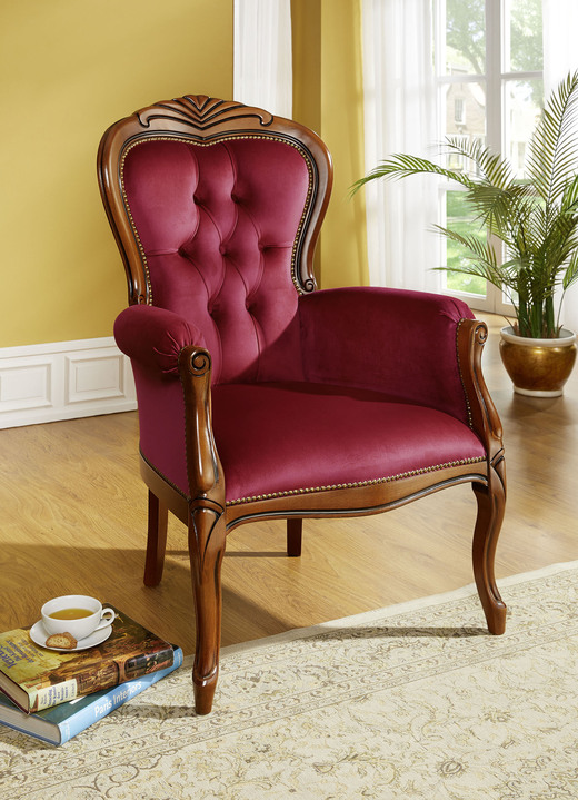Stilmöbel - Toller Sessel mit Federkernpolsterung, in Farbe NUSSB.-BORD. Ansicht 1