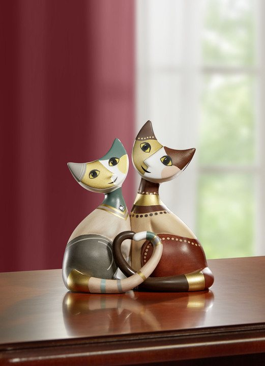 Figuren - Katzenpaar Mira e Mio aus hochwertigem Biskuit-Porzellan, in Farbe BUNT