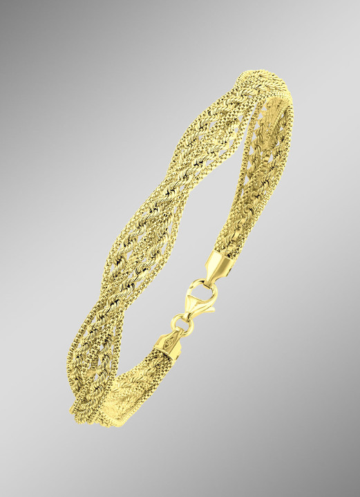 ohne Steine / mit Zirkonia - Diamantiertes Kordelketten-Armband, in Farbe  Ansicht 1