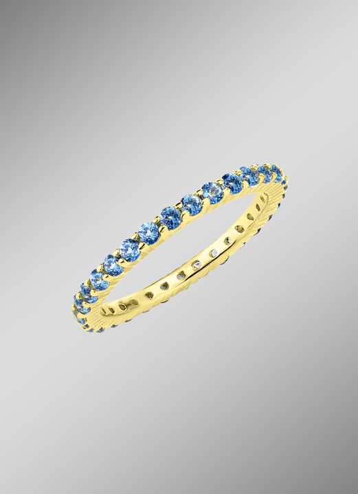 mit Edelsteinen - Memoire-Ring aus hochwertigem Gold mit Blautopas, in Größe 160 bis 220, in Farbe  Ansicht 1