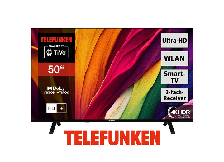 Fernseher - Telefunken XU50TO750S 4K-UHD LED Fernseher, in Farbe SCHWARZ Ansicht 1