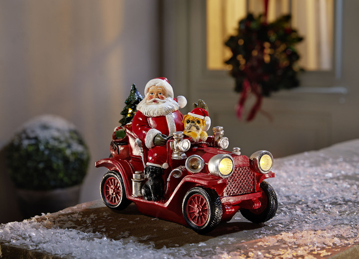 Weihnachten Weihnachtsmann mit Auto Vintage Nostalgie Landhaus Deko