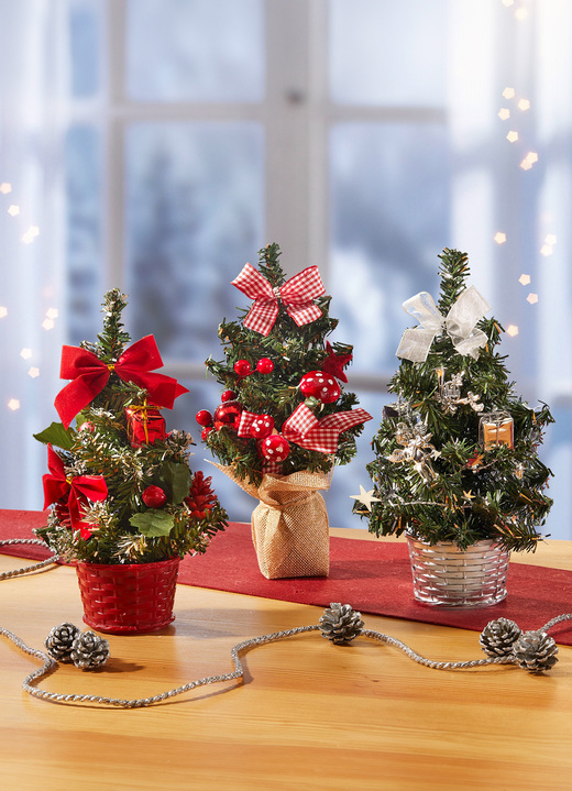 Gestecke & Kränze - Mini-Weihnachtsbäume, 3er-Set, in Farbe GRÜN Ansicht 1