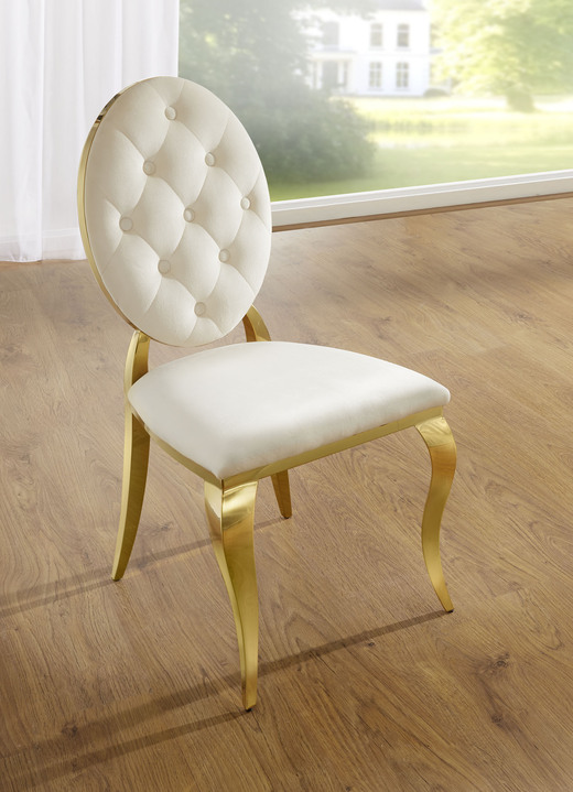 Sitzmöbel - Stühle mit Schaumstoff-Polsterung, 2er-Set, in Farbe GOLD-BEIGE Ansicht 1