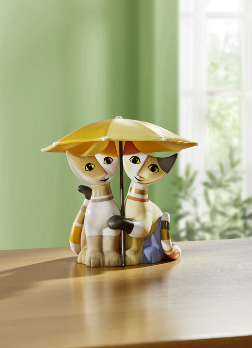 Figuren - Katzenpaar unter Schirm, in Farbe BUNT