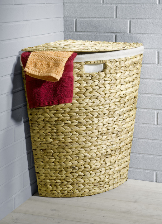 Badmöbel - Wäschekörbe aus Wasserhyazinthe, in Farbe NATUR, in Ausführung Eck-Wäschekorb, klein Ansicht 1